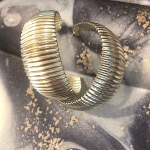 Chunky Silver-Plated “Accordion” Hoops